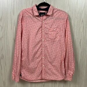 Bossini Men's Coral Clam Pattern Contemporary Fit‎ Shirt Size M